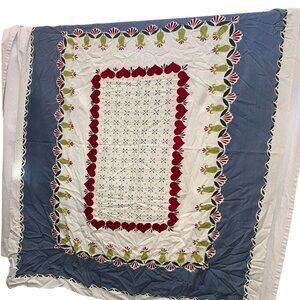 Pennsylvania Dutch Folk Art GUild vintage painted card table sized table cloth